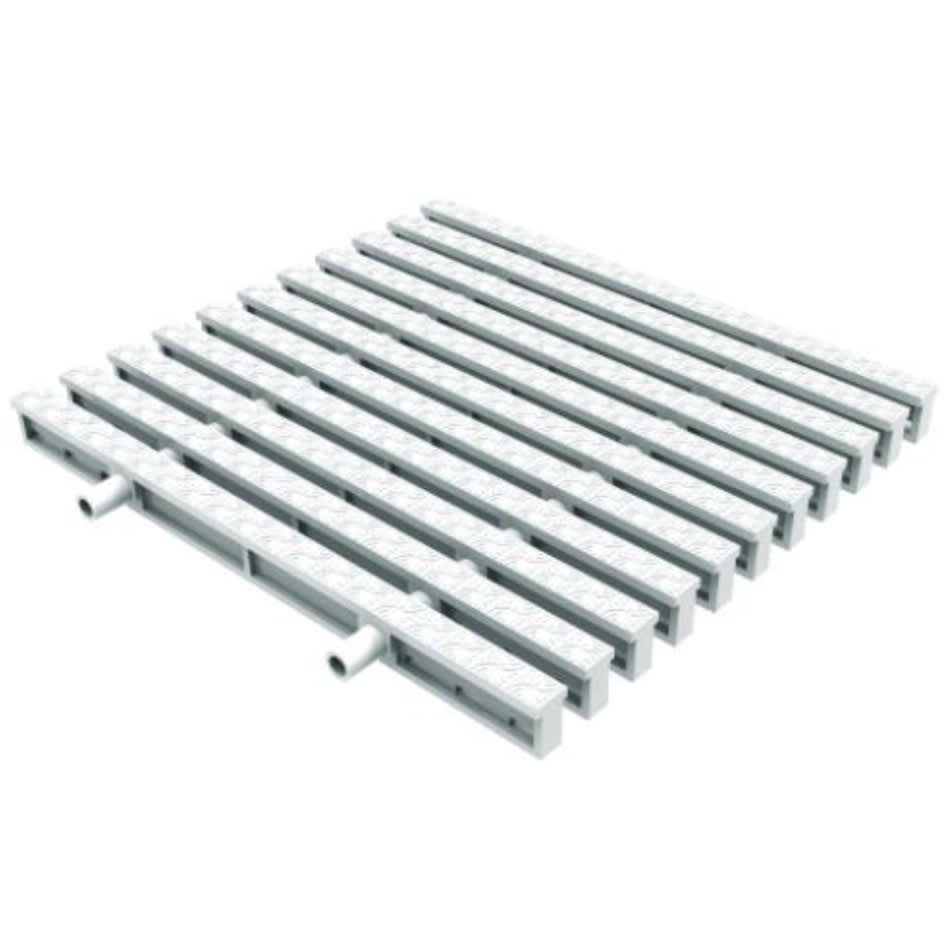 AquaStar 12" Perpendicular ''T'' Bar Deck Drain Grate, 20 Feet, White