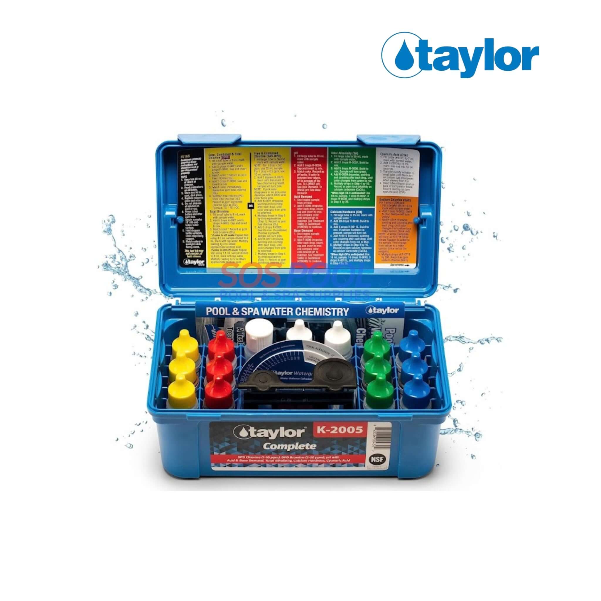 Taylor Complete Test Kit Free and Total Chlorine, Bromine, pH, Acid and Base Demand, Total Alkalinity, Calcium Hardness, Cyanuric Acid CYA | K-2005