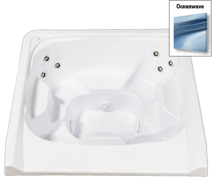 7' x 7' Square Captain Seat Vanishing Edge Spillover Spa with 12 Jets Alps - Ocean Wave