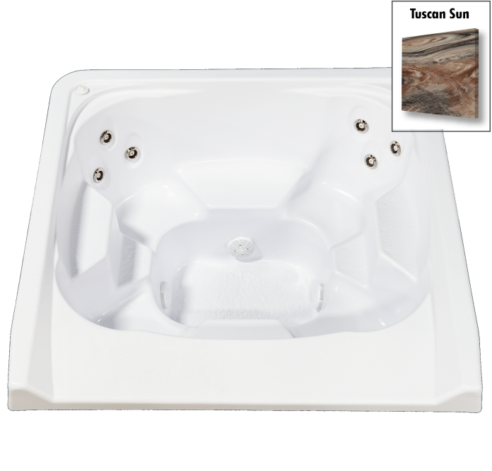 7' x 7' Square Captain Seat Vanishing Edge Spillover Spa with 12 Jets Alps - Tuscan Sun