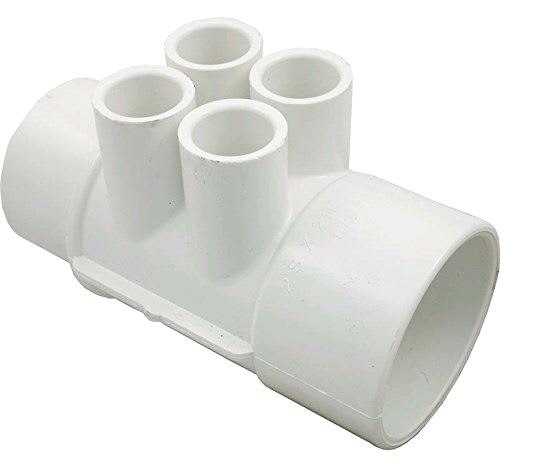 Waterway Plastics Spa Manifold, 2" Slip x 2" Spigot | 672-4250