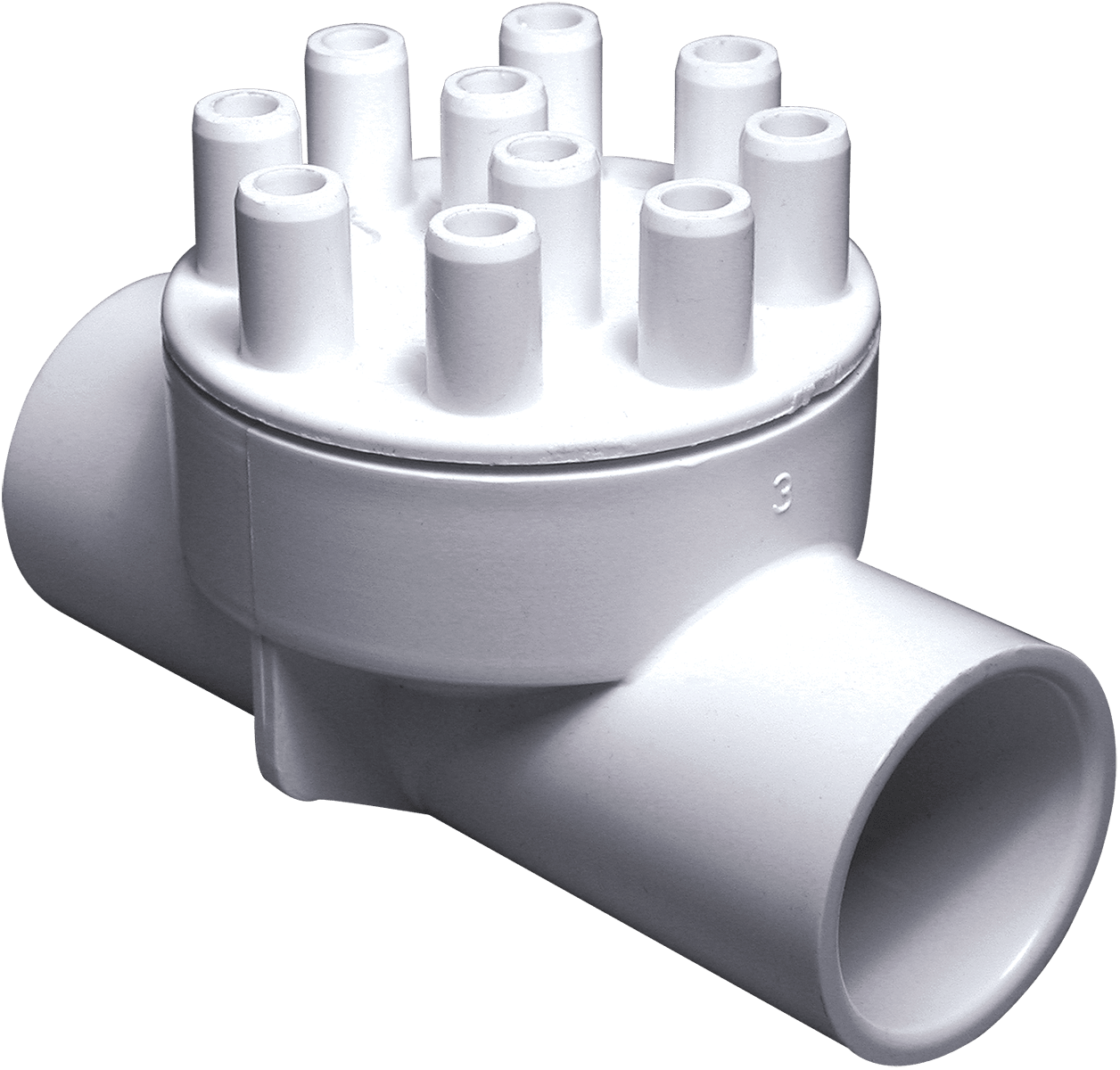 Waterway Plastics Flow-Thru Manifold, 1" Slip x 1" Slip, 10-Port | 672-5080