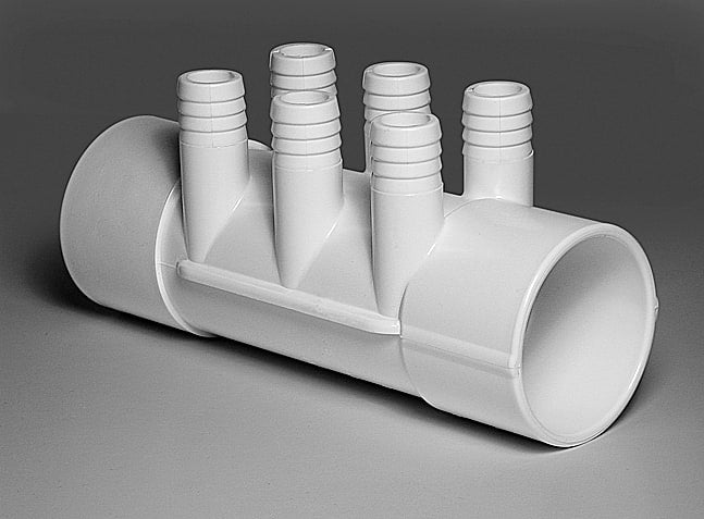 Waterway Plastics Spa Manifold, 2" Slip, Six 3/4" Barbed Ports | 672-7120
