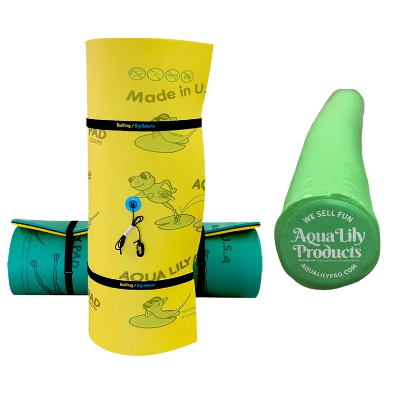 Aqua Lily Pad 15' Floating Foam Island with Foam Pool Noodle Float, Lime Green