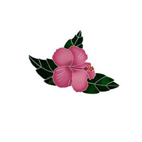 Artistry In Mosaics Garden Line Small Burgundy Tropical Hibiscus Mosaic Tile