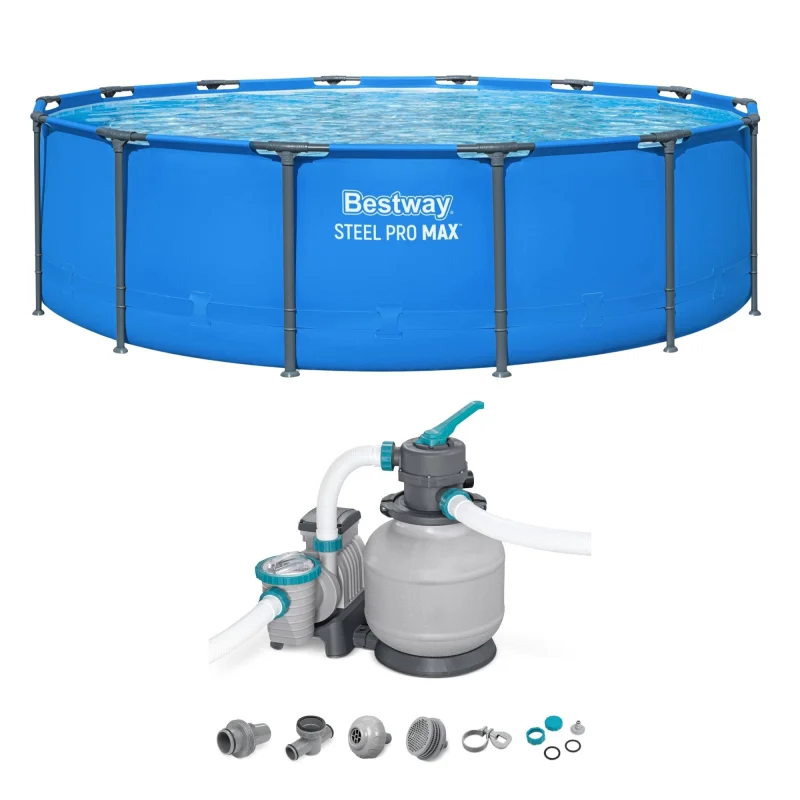 Bestway Steel Pro MAX 14 x 42" Metal Frame Pool & 2,200 Gallon Sand Filter Pump