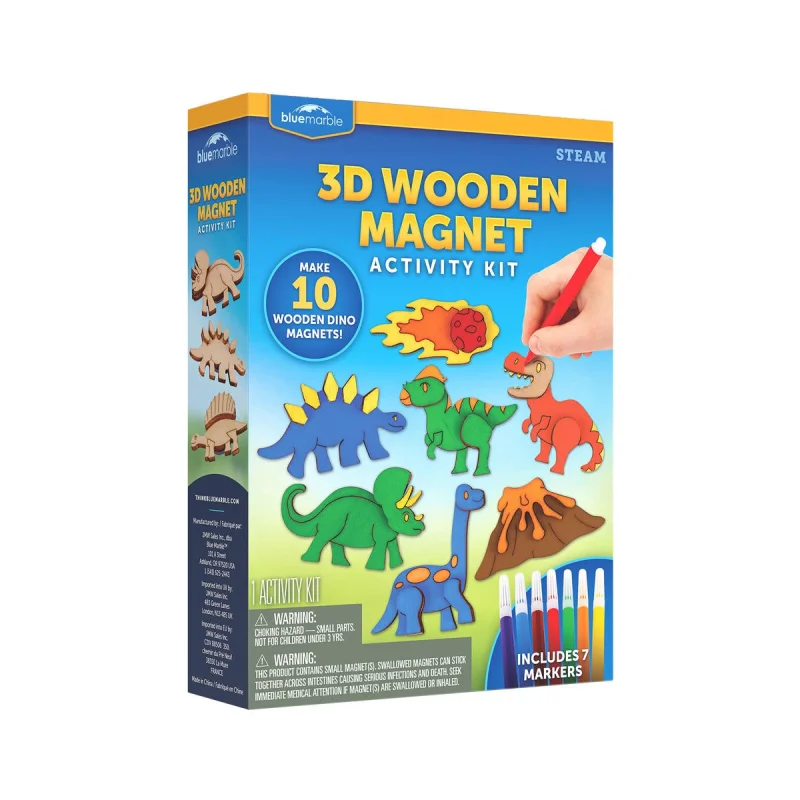 Blue Marble 3D Wooden Dinosaur Magnet Activity Kit