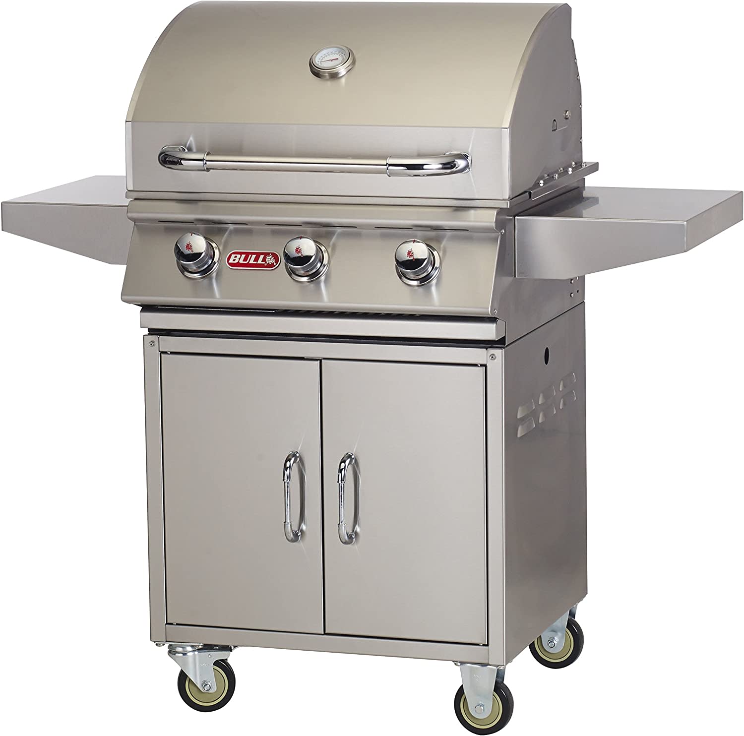 Bull BBQ Steer 24-Inch 3-Burner 304 Grade 16 Gauge Stainless Steel Premium Propane Gas Grill with Cart
