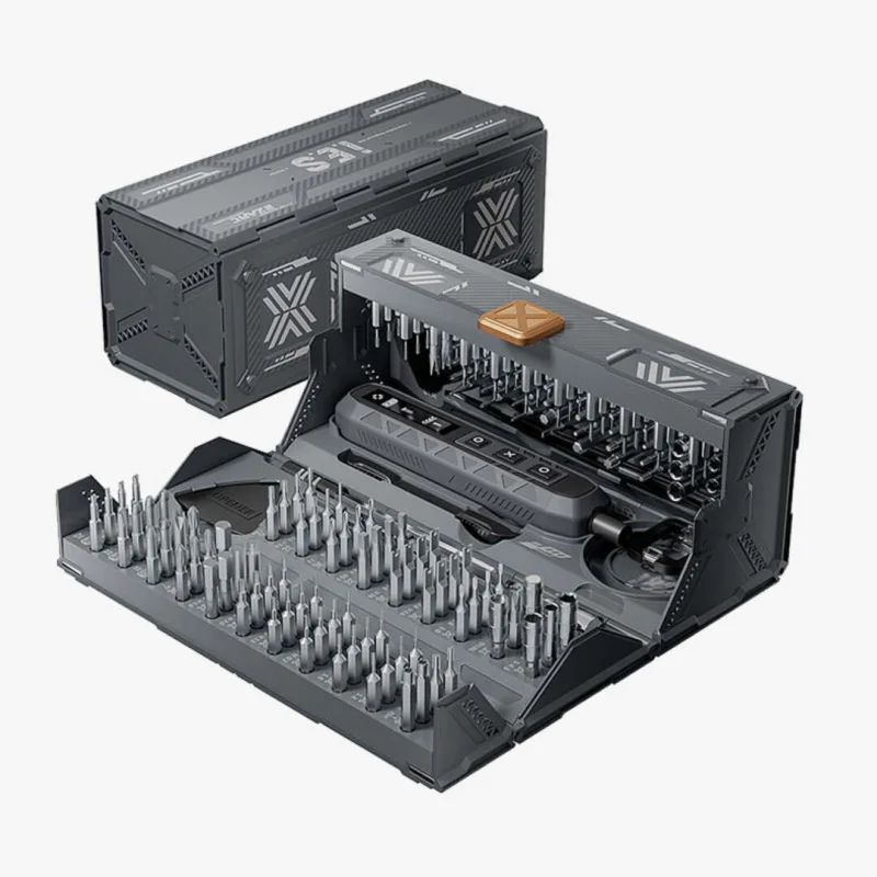 Complete DIY Tool Kit | 181-Piece Electric Screwdriver Set with Ergonomic Handle | Rechargeable Battery for Effortless Repairs Gray