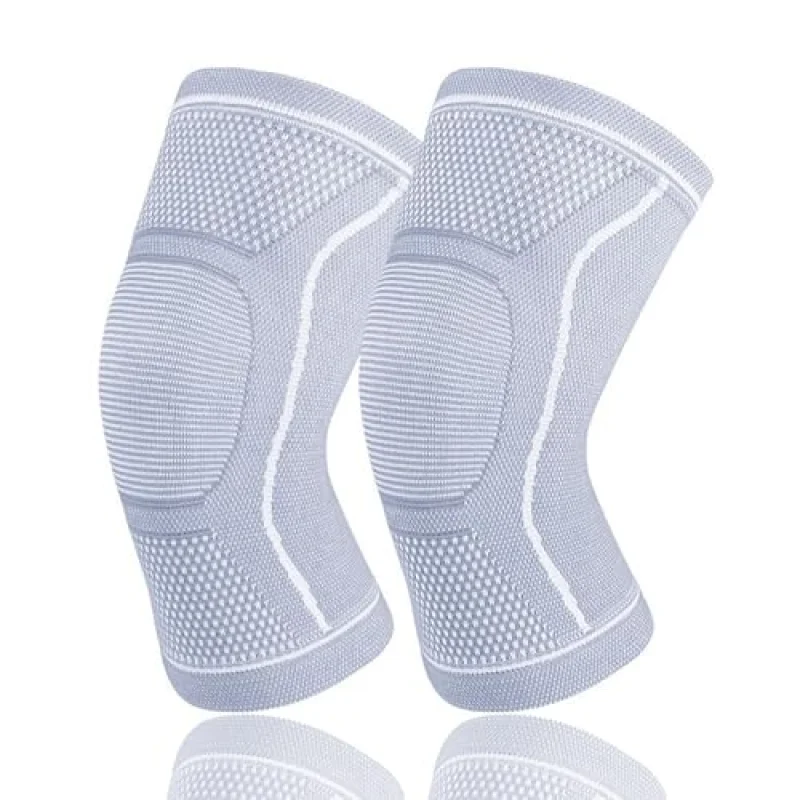 Compression Knee Sleeve for Men Women - Bamboo Charcoal Knee Brace for Sport Running (Gray, Medium)
