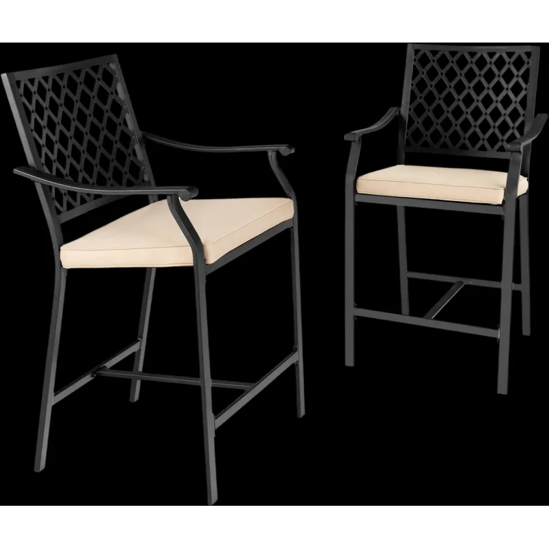 Costway 2-Pc Patio Bar Stools w/ Cushions & Armrests 15326870 New