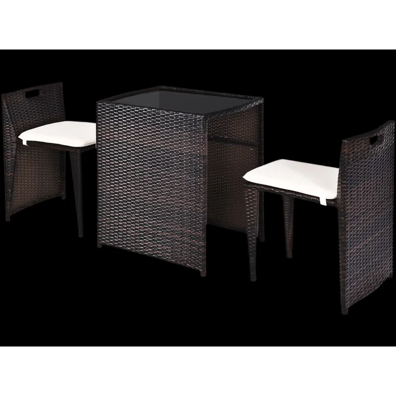 Costway 3-Piece Cushioned Wicker Patio Bistro Set No Assembly 45603871 New