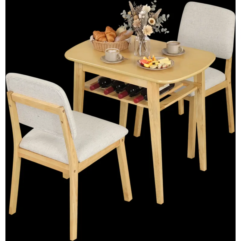 Costway 3-Piece Dining Table Set for 2 Upholstered Chairs 48795943 New Natural