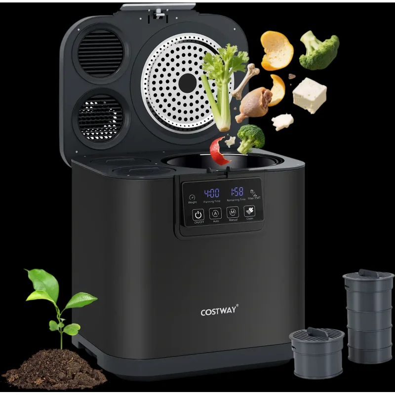 Costway 4 L Electric Kitchen Composter w/ Lid LED Display 413782695 New