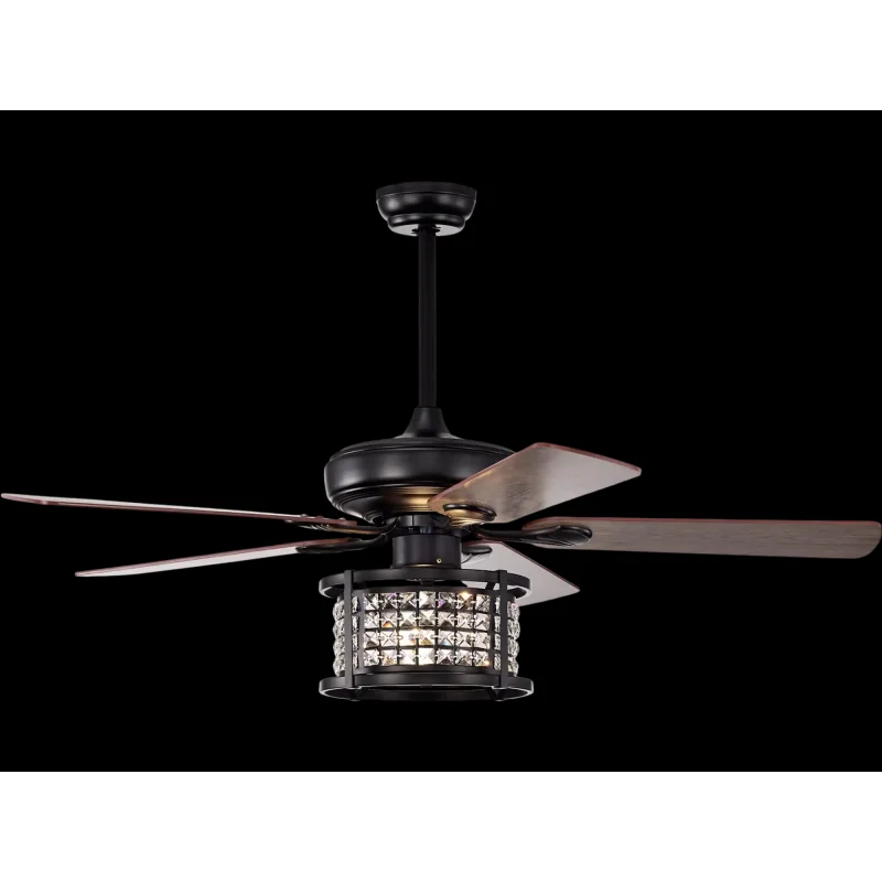 Costway 52" 3-Speed Crystal Ceiling Fan Light w/ Remote Black 95824076 New