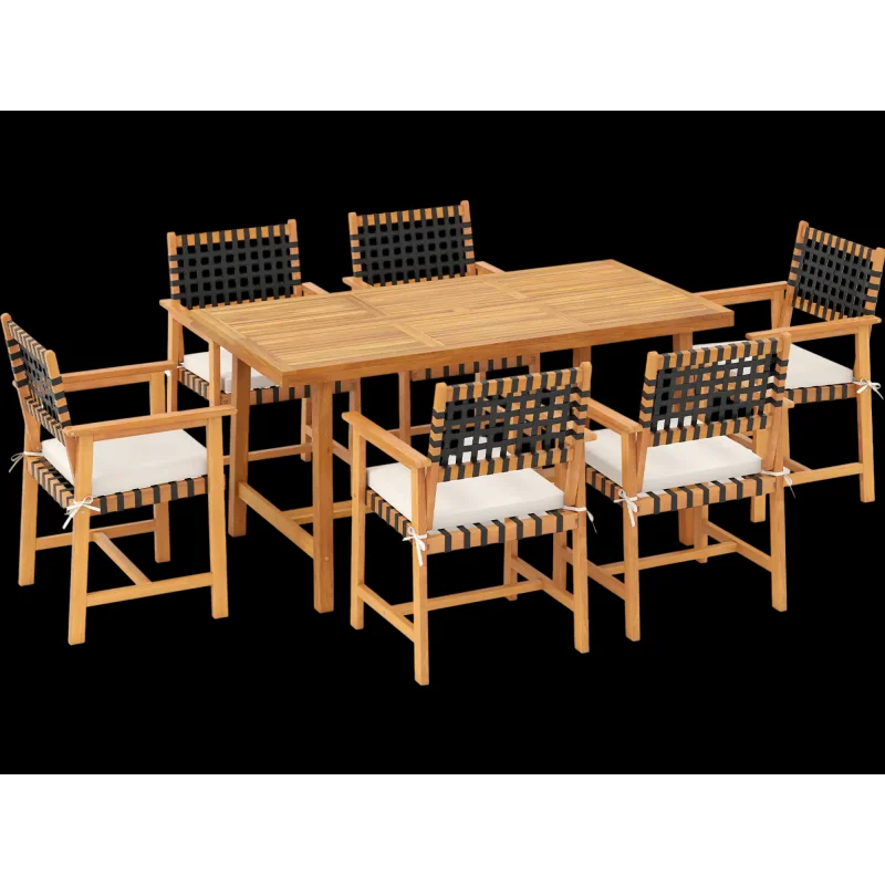 Costway 7-Piece Patio Dining Set for 6 Farmhouse 66209256 New