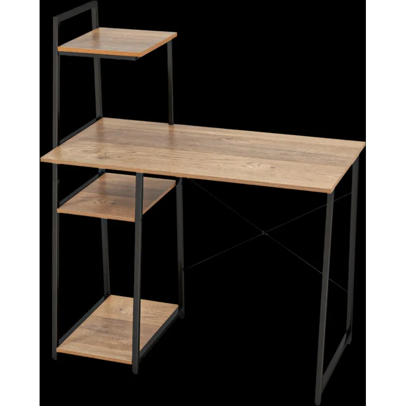 Costway Computer Desk with Shelves 3-Tier Storage Bookshelf 63017954 New Natural