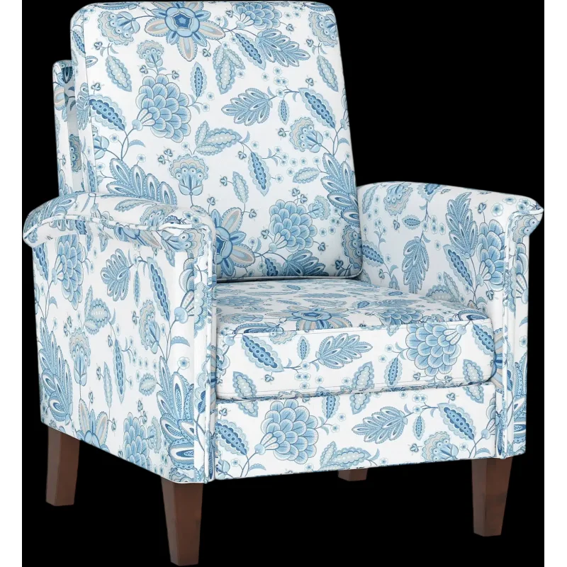 Costway Floral Accent Chair Farmhouse Boho Armchair High Back Solid Wood Legs 34726787 New Blue
