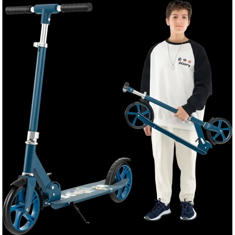 Costway Folding Aluminum Alloy Kick Scooter 3 Adjustable Heights 25346879 New Blue
