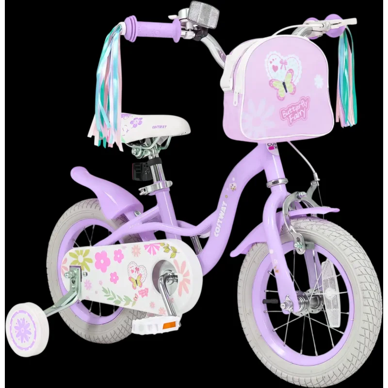 Costway Girls Kids Bike w/ Front Bag & Streamers 12-18" Purple 22565982 New