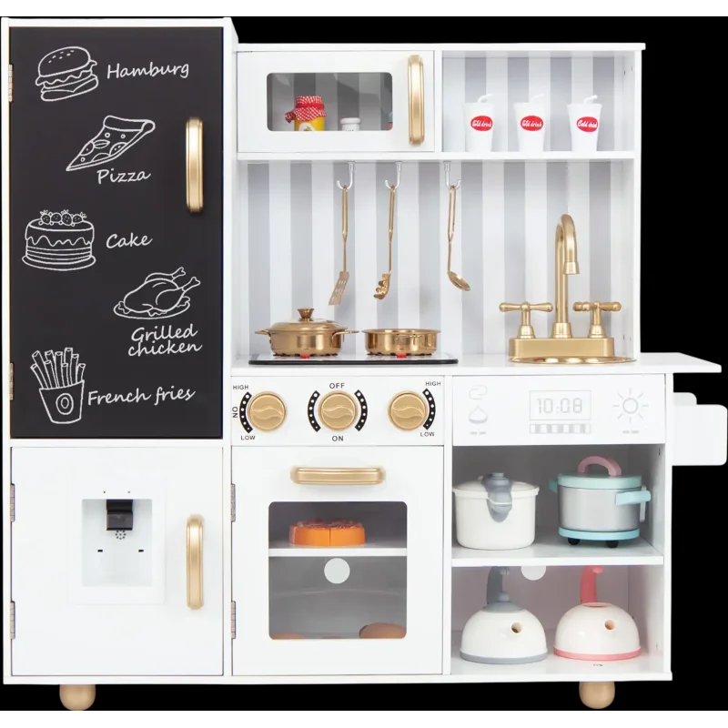 Costway Kids Pretend Play Kitchen Real Sounds Lights 65728341 New White