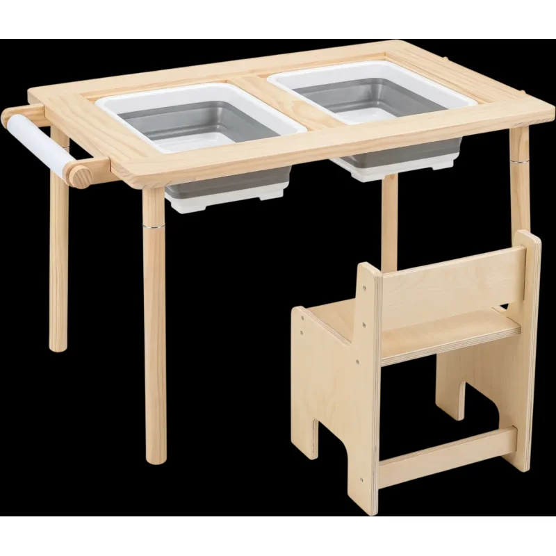 Costway Kids Sensory Play Table Set Adjustable Height 2 Storage Bins 92382654 New
