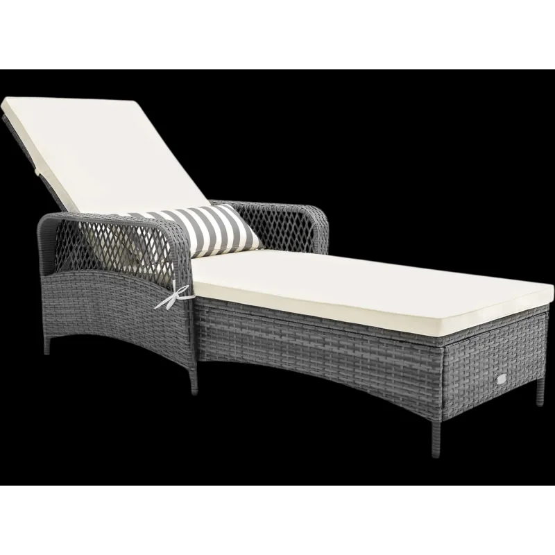Costway Outdoor Patio Chaise Lounge Recliner 6-Level Backrest 20931030 New Off White