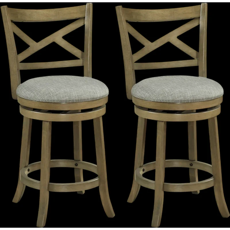 Costway Swivel Bar Stools Set of 2 with Backrests Wood Frame 25/30" 26917534 New
