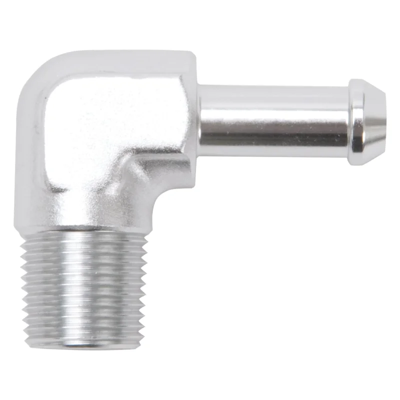 Edelbrock Heater Hose End Fitting - 90 Deg with 3/8" NPT and 3/8" Barb