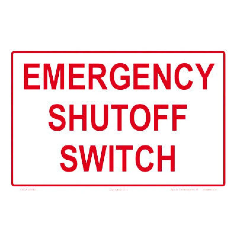 Emergency Shutoff Switch Sign - 9 x 6 Inches on Heavy-Duty Aluminum