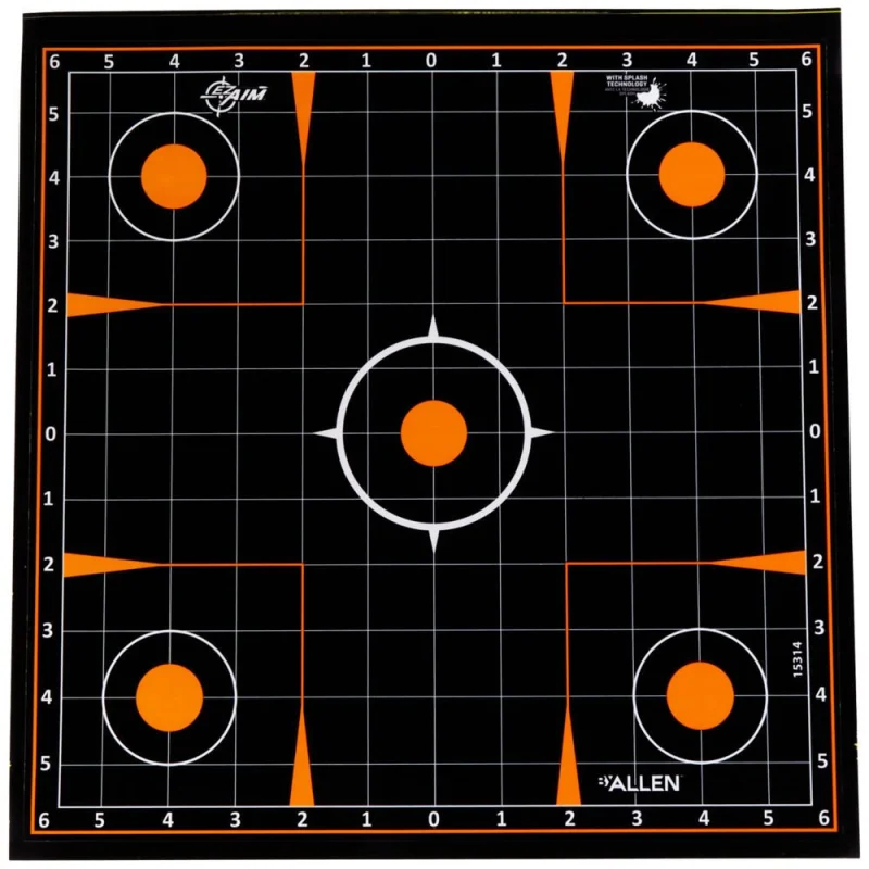 EZ Aim Adhesive Splash Reactive Paper Shooting Targets, Sight-In Grid, 12"W x 12"H 5 Pack