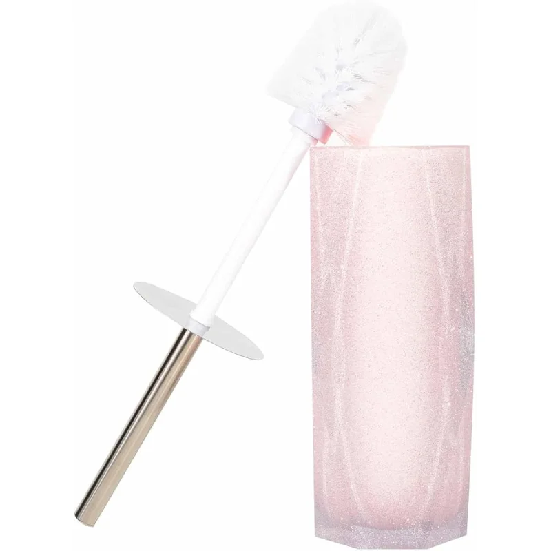 Faceted Toilet Brush, Cast Resin, Anti-Slip Pads, Sold Individually, Pink