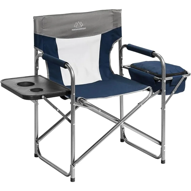 Foldable Cooler Chair with Attached Side Table for Camping/Hiking/Backpacking by Caddis Sports - Navy