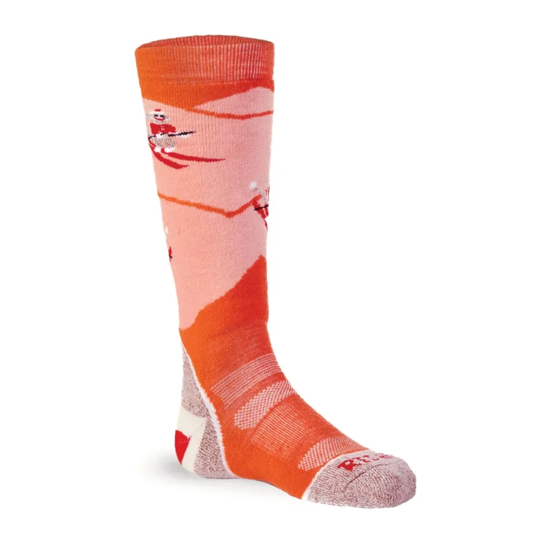 Fox River Kid's Monkey'n Around Medium Weight Over-the-Calf Ski and Snowboard Sock (Clay) Size S
