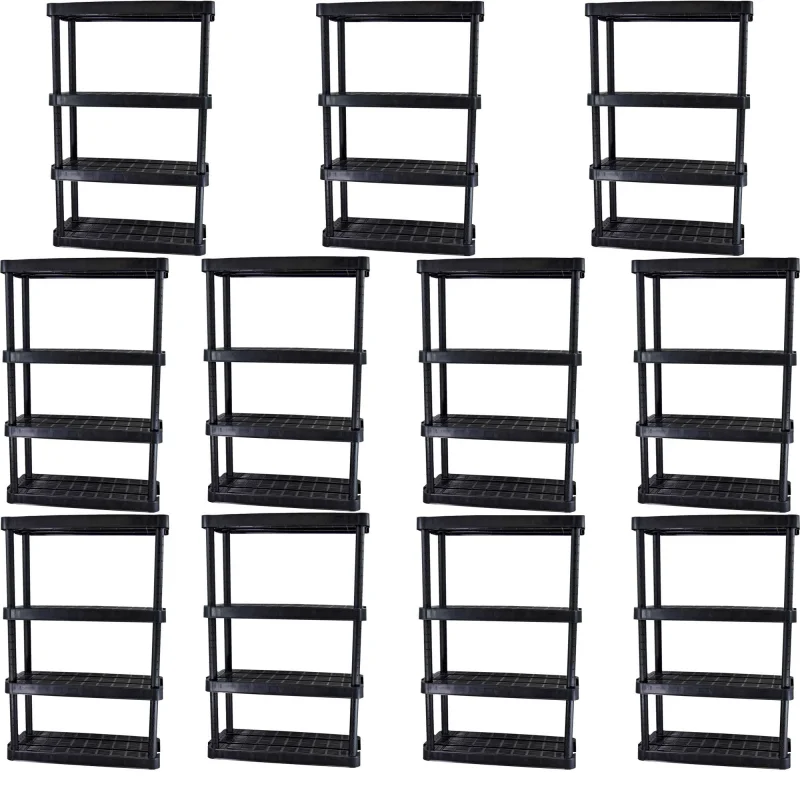 Gracious Living Extra Wide Light Duty Garage Storage Shelves, Black (11 Pack)