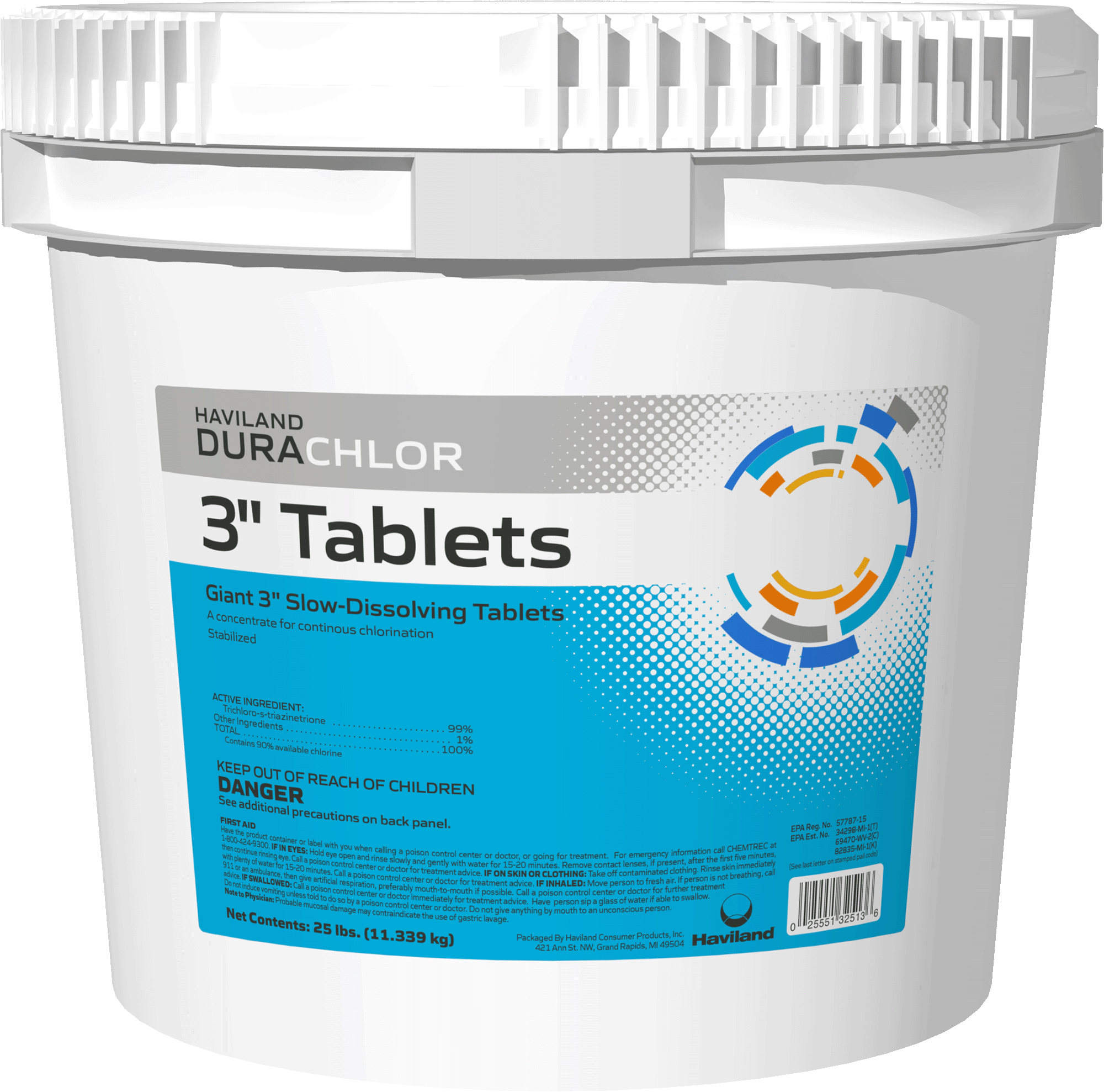 Haviland DuraChlor 3" Chlorine Tablets 25 lb Trichlor C008025-BX25L