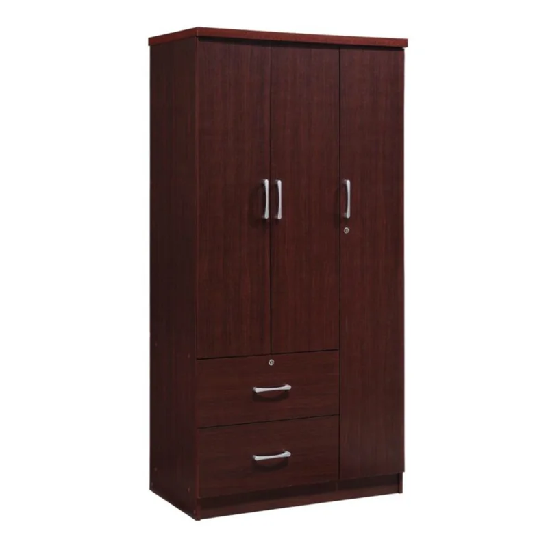Hodedah Import 3 Door Armoire w/ Clothing Rod, Shelves, & 2 Drawers, (Open Box)
