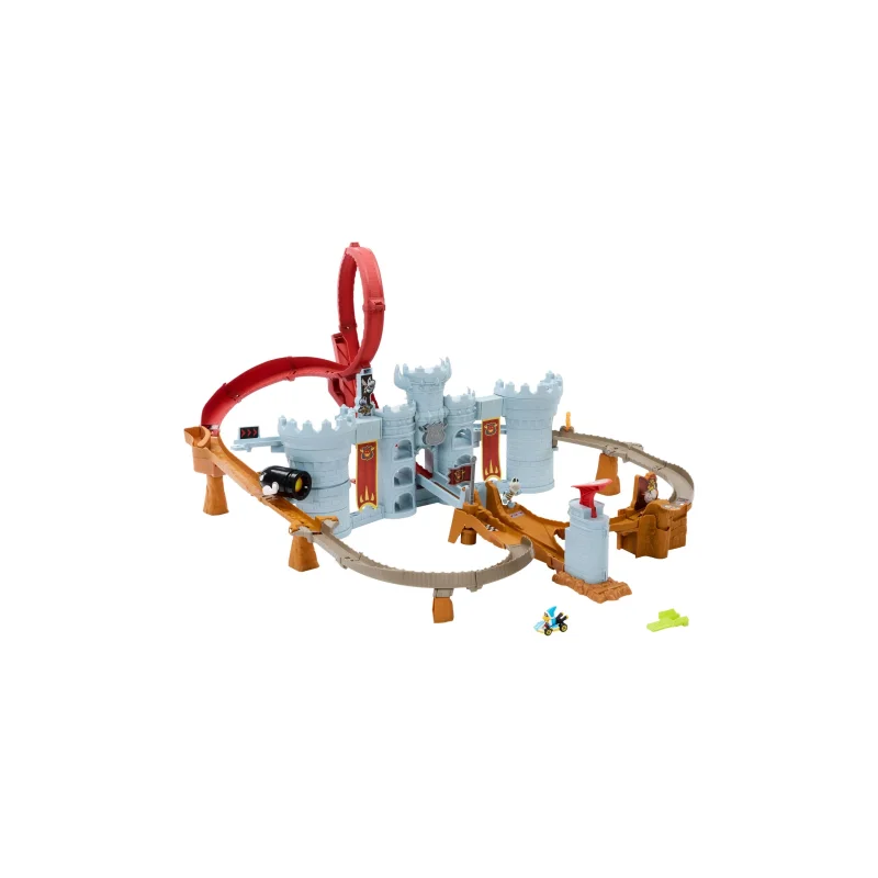 Hot Wheels Mario Kart Bowser's Castle 1:64 Scale Track Set with Kamek Vehicle