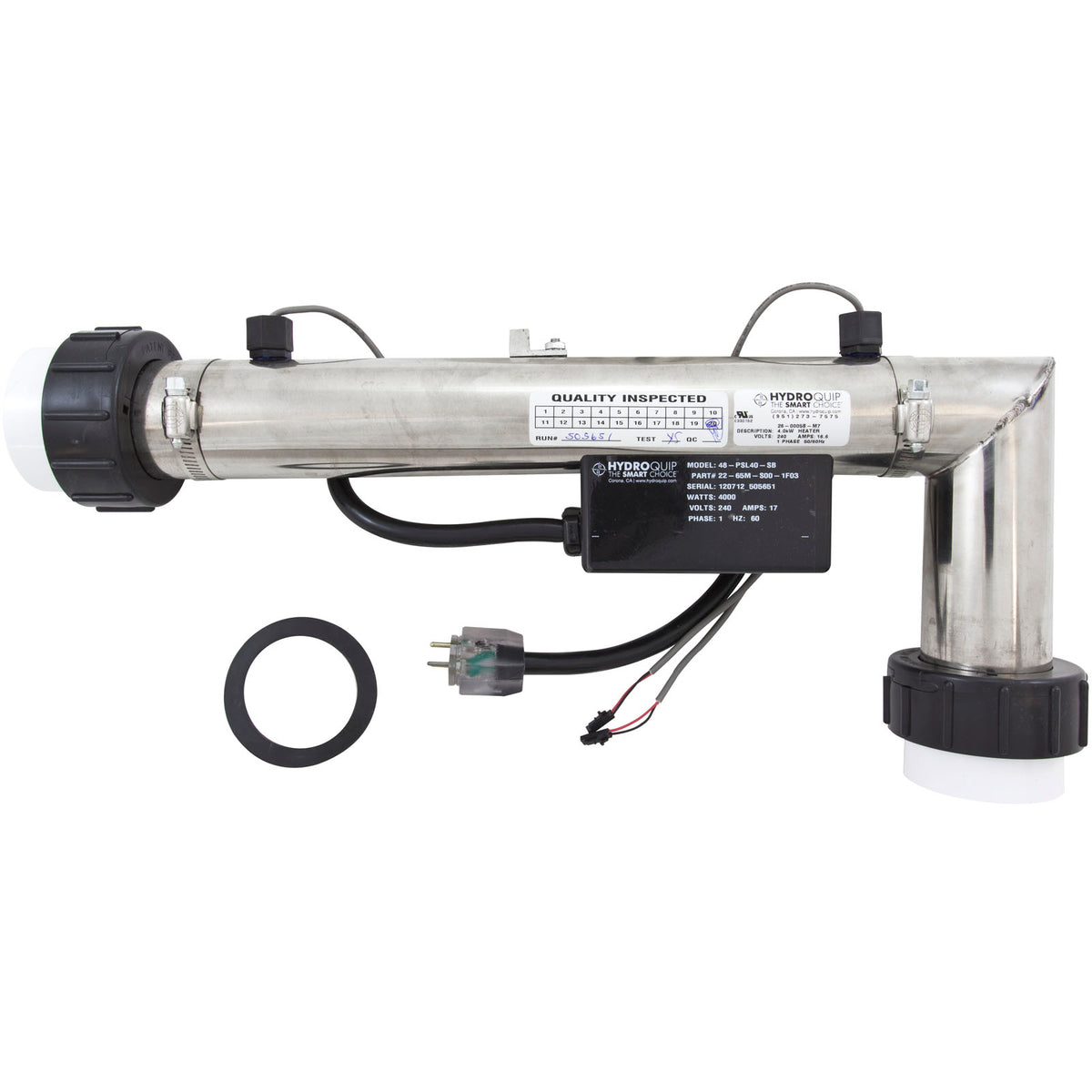 HydroQuip 48-PSL40-SB Heater Flow Thru PS-B Series M7 L-Shape 230v 4kW 24"Cord