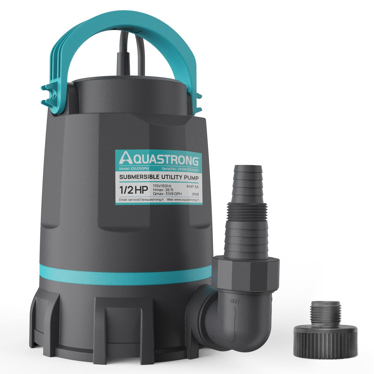 ESU050PM 1 /2 HP Utility Pump, 3159 GPH 10ft Cord
