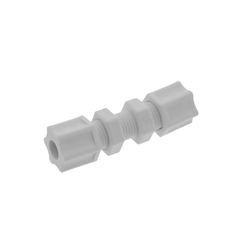 JACO 20-5-P-O Polypropylene Bulkhead Union 5/16 OD Tube x 5/16 OD Tube