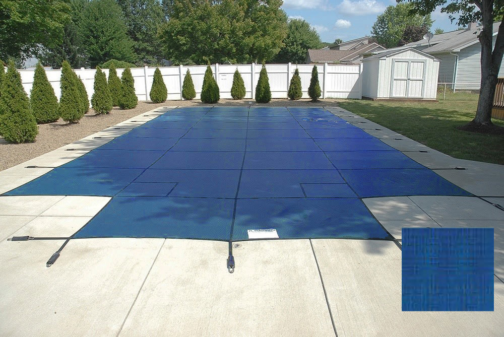 PoolTux 12'x20' King Light Weight Solid, Rectangle Safety Cover, Blue, 20 Yr. Warranty