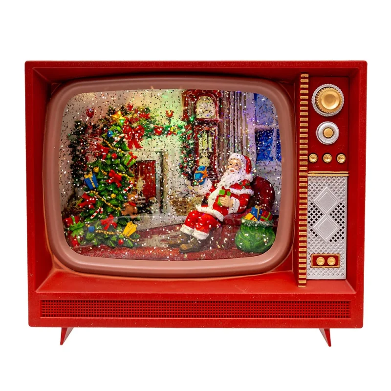 Kurt S. Adler 8.325 Battery Operated USB LED Musical TV With Spinning Glitter Water Table Piece