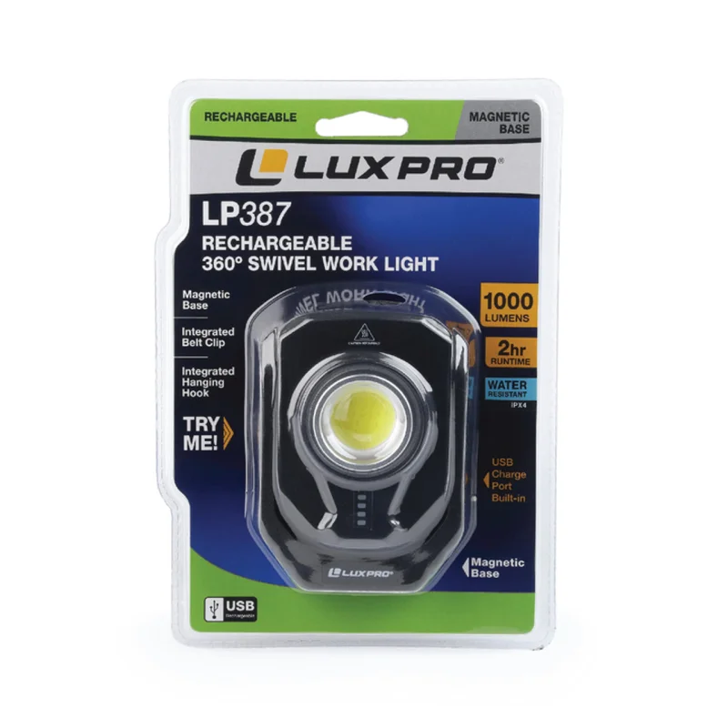 LuxPro Rechargeable 1000 Lumen 360 Swivel LED Work Light