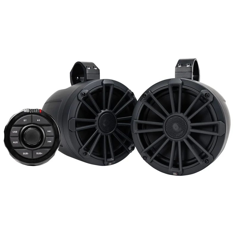 MB Quart UNI8.1R Rugged 160 Watt Universal UTV Tuned Audio Speaker System, Black