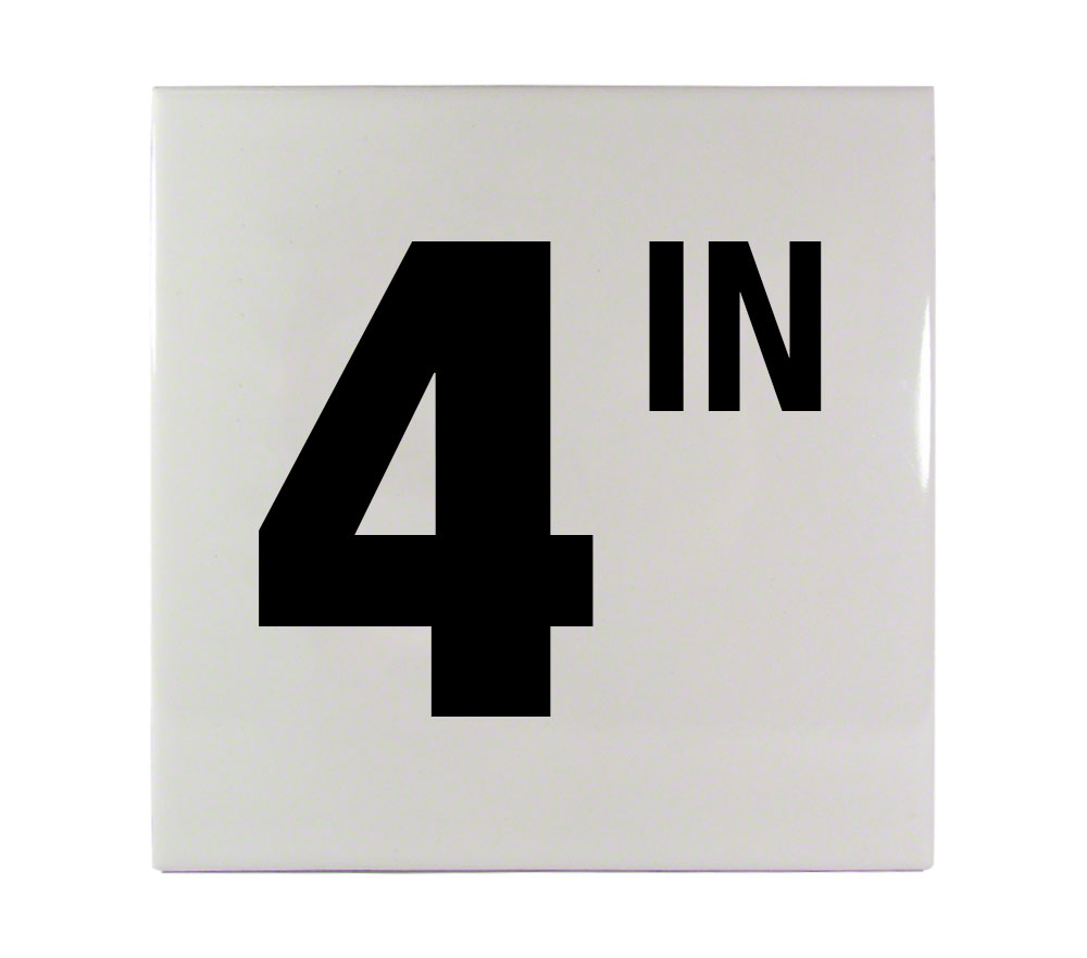 4 IN Ceramic Smooth Tile Depth Marker 6 Inch x 6 Inch with 4 Inch Lettering