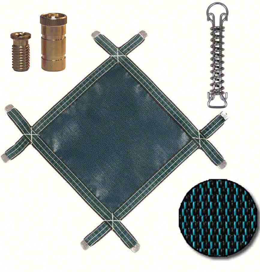 RuggedMesh Mesh Rectangular Safety Pool Cover 16 x 32 Feet, 4 x 8 Feet Right 1-2 Foot Offset Step