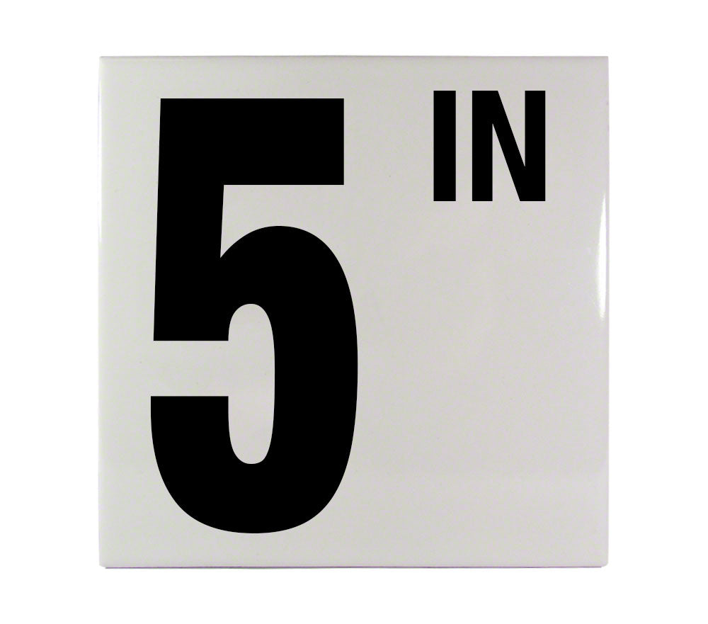 5 IN Ceramic Smooth Tile Depth Marker 6 Inch x 6 Inch with 5 Inch Lettering