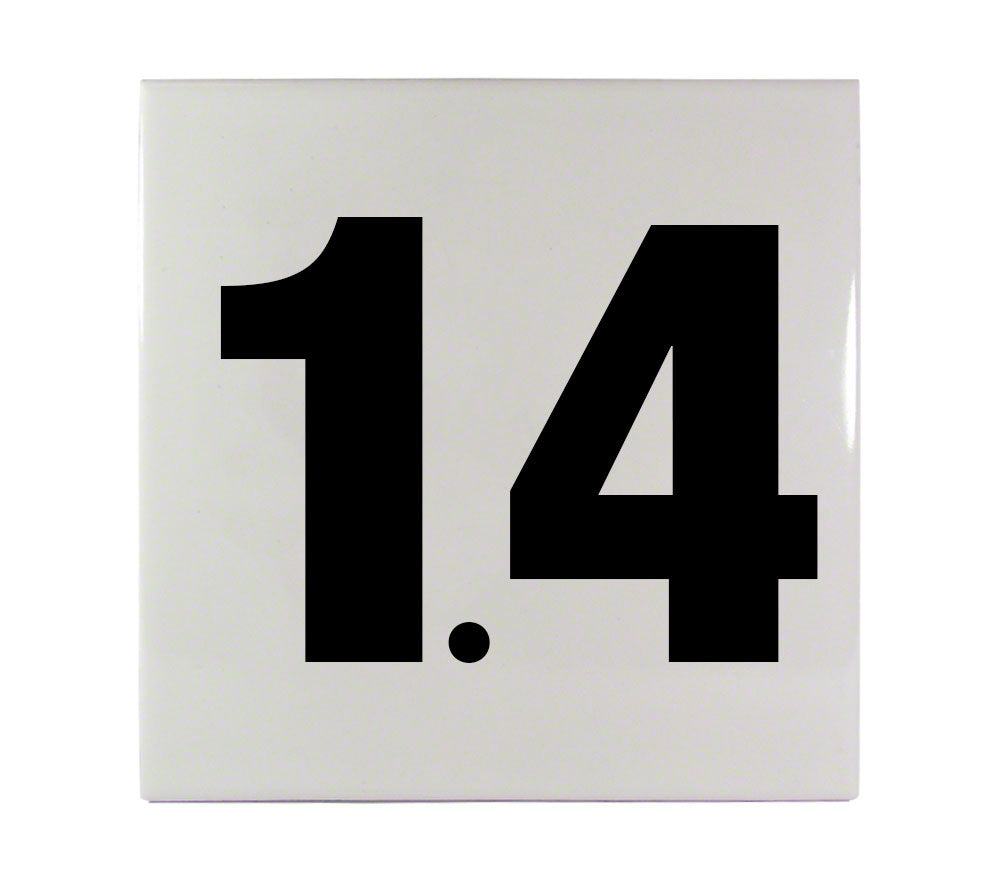 1.4 Ceramic Smooth Tile Depth Marker 6 Inch x 6 Inch with 4 Inch Lettering