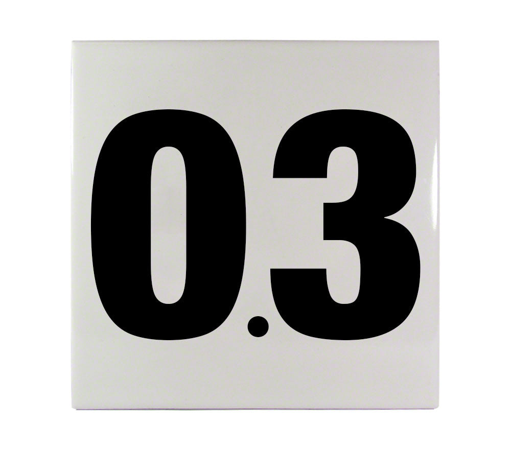 0.3 Ceramic Smooth Tile Depth Marker 6 Inch x 6 Inch with 4 Inch Lettering